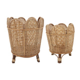 Sagebrook Home Contemporary Bamboo/rattan, Set of 2 -  11/14"d Wavy Planters, Brown 17000 Brown Bamboo Wood