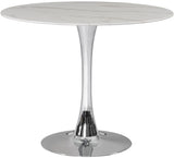 Tulip Faux Marble Veneer / Glass / Metal Contemporary Chrome Dining Table (3 Boxes) - 36" W x 36" D x 29.5" H