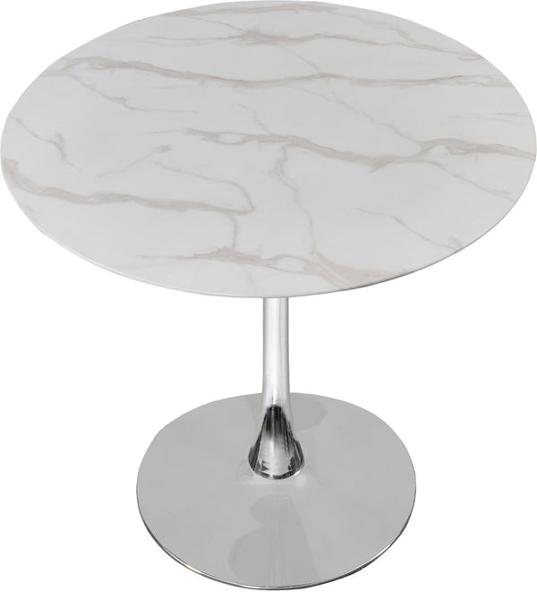 Tulip Faux Marble Veneer / Glass / Metal Contemporary Chrome Dining Table (3 Boxes) - 36" W x 36" D x 29.5" H