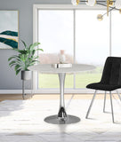 Tulip Faux Marble Veneer / Glass / Metal Contemporary Chrome Dining Table (3 Boxes) - 36" W x 36" D x 29.5" H
