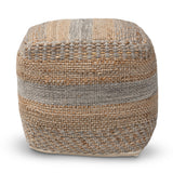 Baxton Studio Grange Moroccan Inspired Natural and Grey Handwoven Hemp Pouf Ottoman