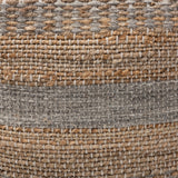 Baxton Studio Grange Moroccan Inspired Natural and Grey Handwoven Hemp Pouf Ottoman