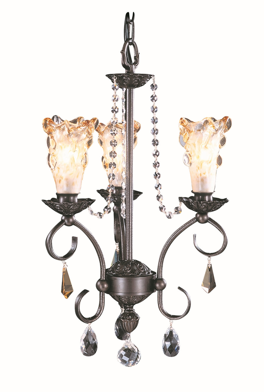 3-Light Mahogany Bronze Liebestraum Mini Chandelier