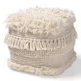 Baxton Studio Bartow Moroccan Inspired Beige Handwoven Cotton Pouf Ottoman