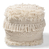 Baxton Studio Bartow Moroccan Inspired Beige Handwoven Cotton Pouf Ottoman