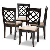 Verner Modern Contemporary Fabric Upholstered Espress Brown Finished Wood Dining (Set of 4)