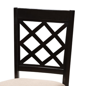 Baxton Studio Verner Modern and Contemporary Sand Fabric Upholstered Espresso Brown Finished Wood Dining Chair Set of 4