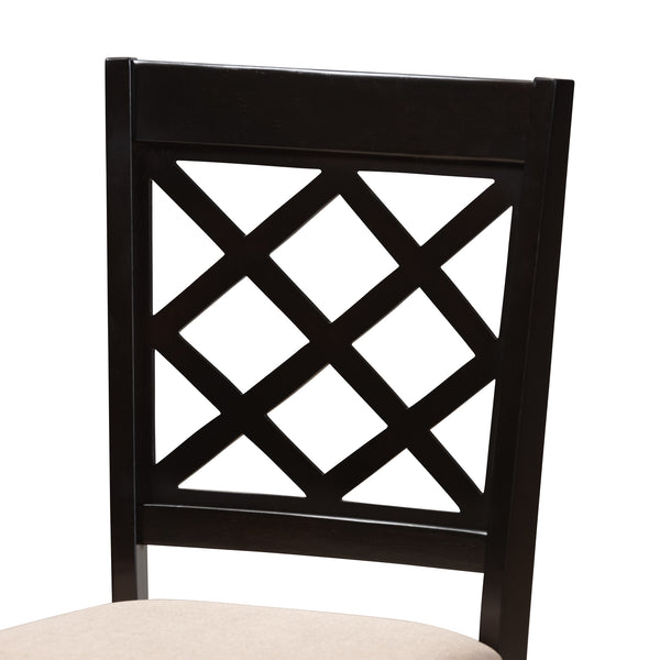 Baxton Studio Verner Modern and Contemporary Sand Fabric Upholstered Espresso Brown Finished Wood Dining Chair Set of 4