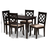 Baxton Studio Verner Modern and Contemporary Sand Fabric Upholstered Espresso Brown Finished 5-Piece Wood Dining Set