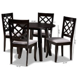 Daisy Modern and Contemporary Grey Fabric Upholstered and Dark Brown Finished Wood 5-Piece Dining Set