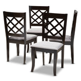 Baxton Studio Verner Modern and Contemporary Grey Fabric Upholstered Espresso Brown Finished Wood Dining Chair Set of 4