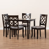 Baxton Studio Verner Modern and Contemporary Grey Fabric Upholstered Espresso Brown Finished 5-Piece Wood Dining Set