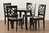 Baxton Studio Thea Modern Beige Fabric and Dark Brown Finished Wood 5-Piece Dining Set