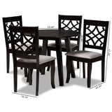 Baxton Studio Mya Modern and Contemporary Grey Fabric Upholstered and Dark Brown Finished Wood 5-Piece Dining Set