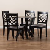 Alisa Modern and Contemporary Grey Fabric Upholstered and Dark Brown Finished Wood 5-Piece Dining Set