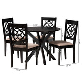 Baxton Studio Sadie Modern Beige Fabric and Espresso Brown Finished Wood 5-Piece Dining Set