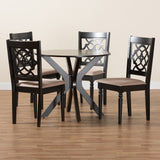 Baxton Studio Sadie Modern Beige Fabric and Espresso Brown Finished Wood 5-Piece Dining Set