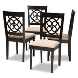 Baxton Studio Renaud Modern and Contemporary Sand Fabric Upholstered Espresso Brown Finished Wood Dining Chair Set of 4