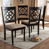 Baxton Studio Renaud Modern and Contemporary Sand Fabric Upholstered Espresso Brown Finished Wood Dining Chair Set of 4
