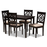 Renaud Modern Contemporary Fabric Upholstered Espresso Brown Finished 5-Piece Wood Dining Set