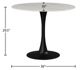 Tulip Faux Marble Veneer / Glass / Metal / Plate Contemporary Matte Black Dining Table (3 Boxes) - 36" W x 36" D x 29.5" H