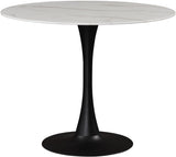 Tulip Faux Marble Veneer / Glass / Metal / Plate Contemporary Matte Black Dining Table (3 Boxes) - 36" W x 36" D x 29.5" H
