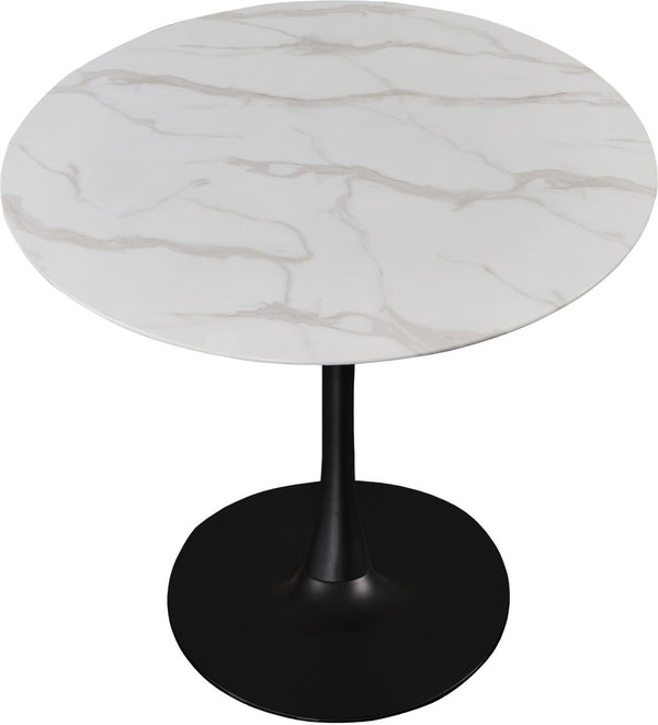Tulip Faux Marble Veneer / Glass / Metal / Plate Contemporary Matte Black Dining Table (3 Boxes) - 36" W x 36" D x 29.5" H