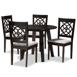 Eliza Modern and Contemporary Grey Fabric Upholstered and Walnut Brown Finished Wood 5-Piece Dining Set