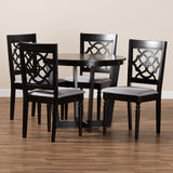 Valerie Modern and Contemporary Grey Fabric Upholstered and Dark Brown Finished Wood 5-Piece Dining Set