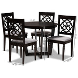 Valerie Modern and Contemporary Grey Fabric Upholstered and Dark Brown Finished Wood 5-Piece Dining Set