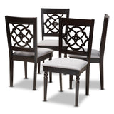 Baxton Studio Renaud Modern and Contemporary Grey Fabric Upholstered Espresso Brown Finished Wood Dining Chair Set of 4