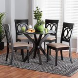 Baxton Studio Jessie Modern Sand Fabric and Dark Brown Finished Wood 5-Piece Dining Set