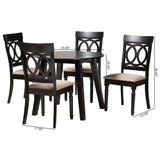 Baxton Studio Charlottle Modern Fabric and Dark Brown Finished Wood 5-Piece Dining Set Beige/Dark Brown Evelyn-Sand/Dark Brown-5PC Dining Set