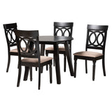 Baxton Studio Charlottle Modern Fabric and Dark Brown Finished Wood 5-Piece Dining Set Beige/Dark Brown Evelyn-Sand/Dark Brown-5PC Dining Set