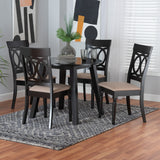 Baxton Studio Charlottle Modern Fabric and Dark Brown Finished Wood 5-Piece Dining Set Beige/Dark Brown Evelyn-Sand/Dark Brown-5PC Dining Set