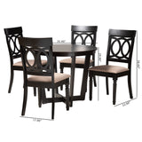 Baxton Studio Estelle Modern Fabric and Dark Brown Finished Wood 5-Piece Dining Set Beige/Dark Brown Estelle-Sand/Dark Brown-5PC Dining Set