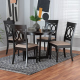 Baxton Studio Estelle Modern Fabric and Dark Brown Finished Wood 5-Piece Dining Set Beige/Dark Brown Estelle-Sand/Dark Brown-5PC Dining Set