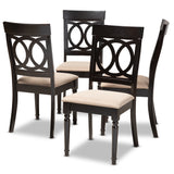 Baxton Studio Lucie Modern and Contemporary Sand Fabric Upholstered Espresso Brown Finished Wood Dining Chair Set of 4