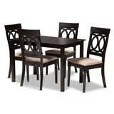 Lucie Modern Contemporary Fabric Upholstered Espresso Brown Finished 5-Piece Wood Dining Set
