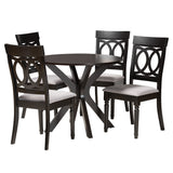 Jessie Modern Fabric and Dark Brown Finished Wood 5-Piece Dining Set