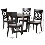 Baxton Studio Estelle Modern Fabric and Dark Brown Finished Wood 5-Piece Dining Set Grey/Dark Brown Estelle-Grey/Dark Brown-5PC Dining Set