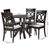 Baxton Studio Angie Modern Grey Fabric and Dark Brown Finished Wood 5-Piece Dining Set