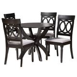 Velia Modern Fabric and Dark Brown Finished Wood 5-Piece Dining Set