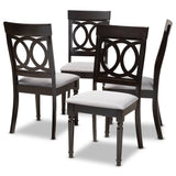 Baxton Studio Lucie Modern and Contemporary Grey Fabric Upholstered Espresso Brown Finished Wood Dining Chair Set of 4