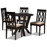 Anise Modern and Contemporary Fabric Upholstered Wood 5-Piece Dining Set
