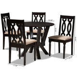 Baxton Studio Anise Modern and Contemporary Sand Fabric Upholstered and Dark Brown Finished Wood 5-Piece Dining Set