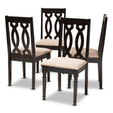 Baxton Studio Cherese Modern and Contemporary Sand Fabric Upholstered Espresso Brown Finished Wood Dining Chair Set of 4