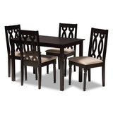 Cherese Modern Contemporary Fabric Upholstered Espresso Brown Finished 5-Piece Wood Dining Set