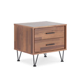 Deoss Contemporary/Casual Accent Table or Nightstand Walnut • Black Metal Leg/Handle 97330-ACME