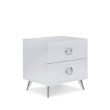 Elms Contemporary Accent Table WOOD CASE] White • Plastic Leg: Silver Finish (was chrome) (Handle/Leg) 97334-ACME